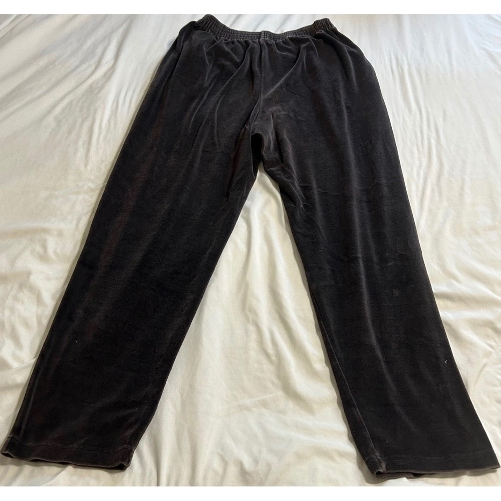 Vintage Velour Track Pants Gray Cotton Blend Straight Leg Lounge Trousers Medium - Picture 2 of 8
